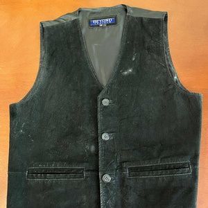 Vintage Beyond Leather Large Western Black Suede Vest